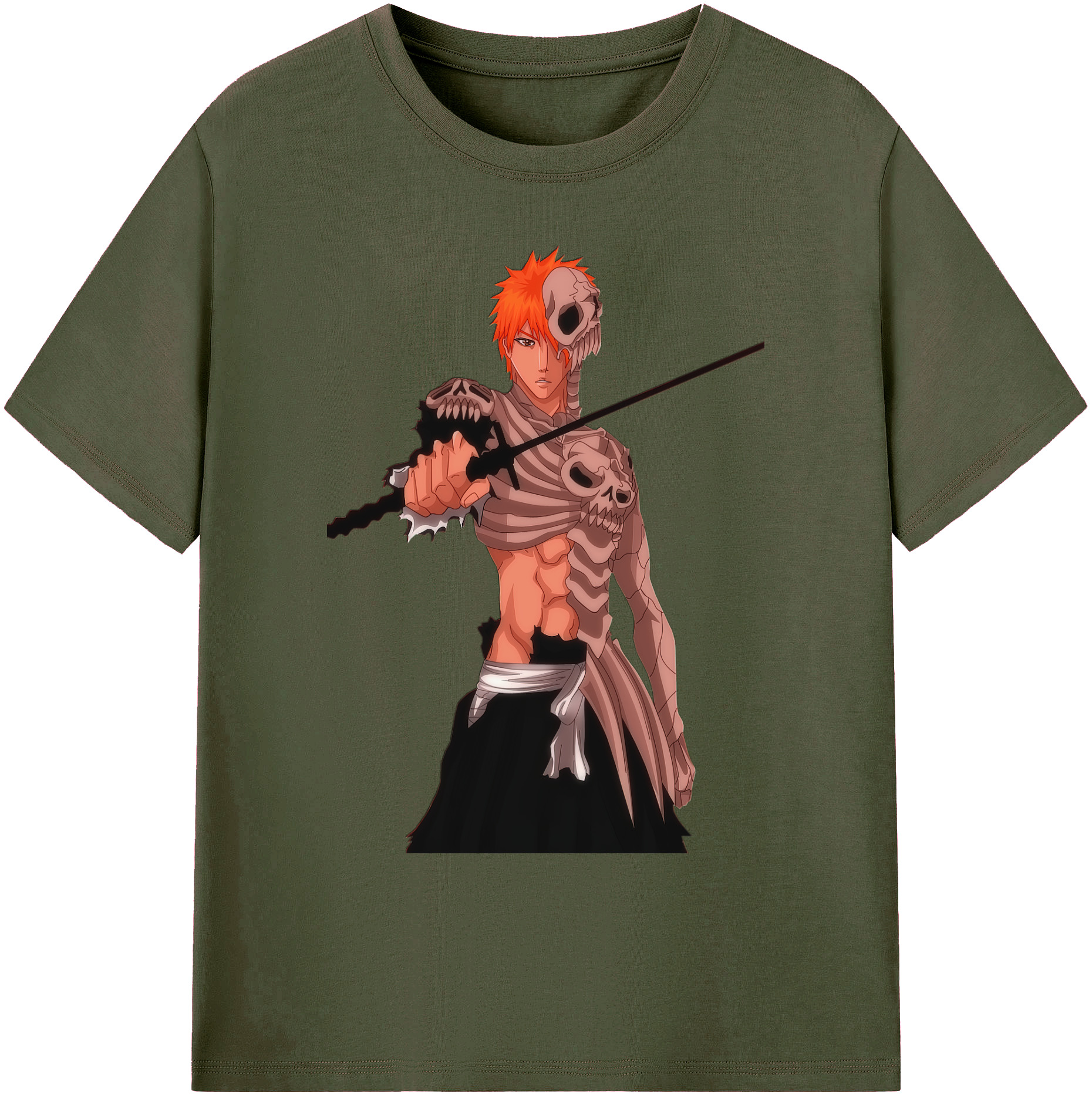 （画像用） ブリーチ 黒崎一護（くろさき いちご）BLEACH Kurosaki Ichigo 綿100％ メンズ半袖Tシャツ｜肌触りやわらか＆通気性